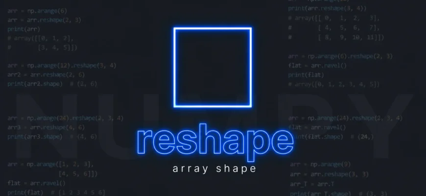 Формы массивов: reshape, ravel, flatten