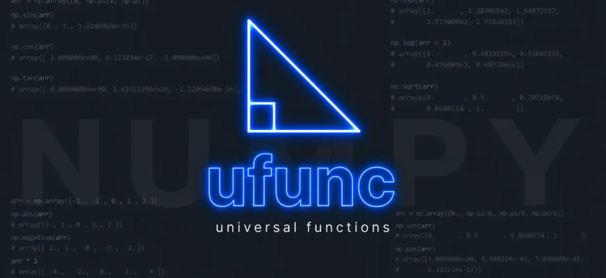 Универсальные функции (ufunc): sin, cos, exp, log